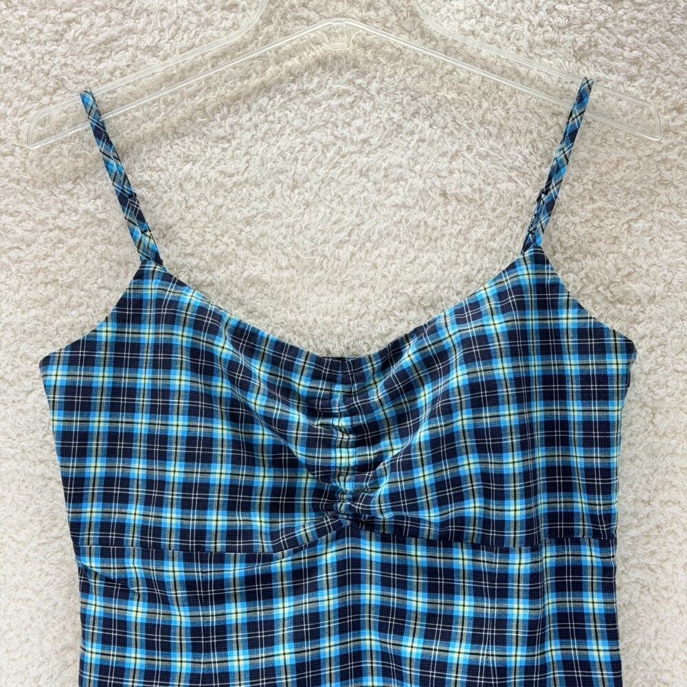 Esprit de Corp Babydoll Plaid Mini Dress Cotton Size 9/10 Side Zipper Y2K Retro - Picture 5 of 12
